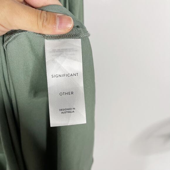 Significant Other US Size 10 Fern Green Olinda Dress Maxi One Shoulder Draping - Picture 14 of 16